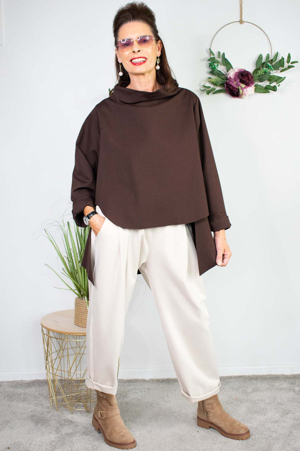 Scoop Waterfall Top in Chocolate