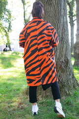 Elegant Holland Park Coat in Orange Animal Print