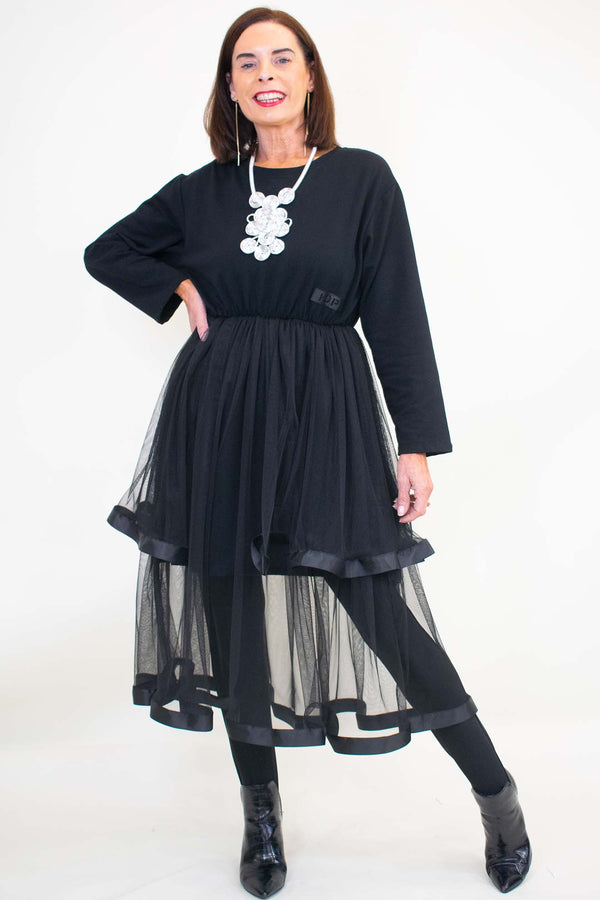 Hope Tulle Swing Dress in Classic Black