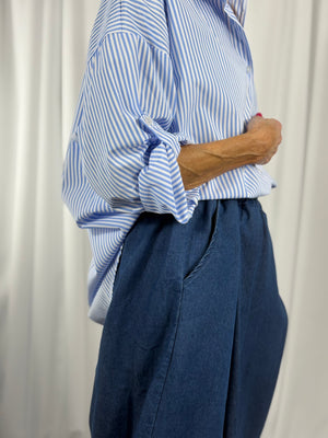 Lexi pin stripe shirt in baby blue - Bond Street Store