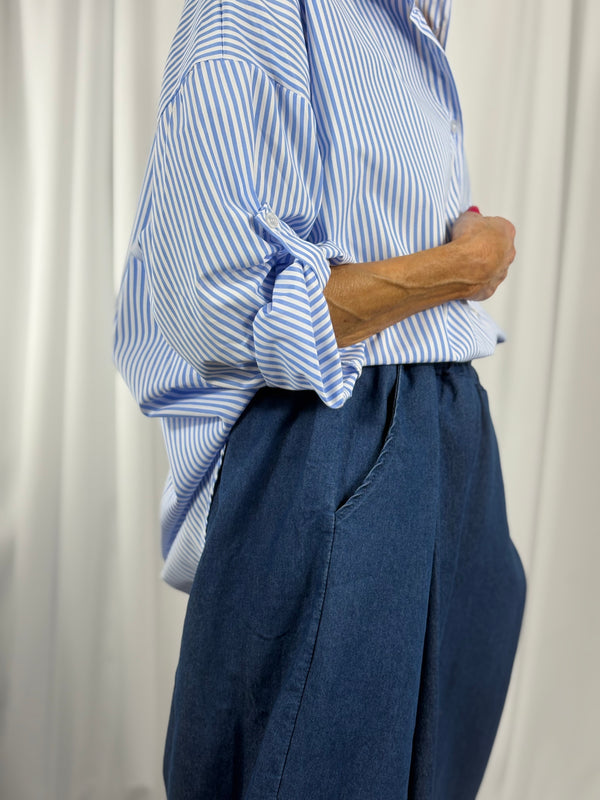 Lexi pin stripe shirt in baby blue - Bond Street Store