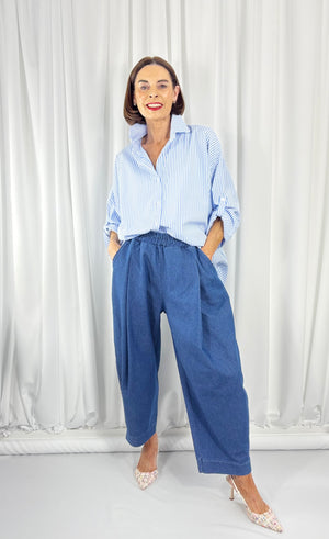 Lexi pin stripe shirt in baby blue - Bond Street Store