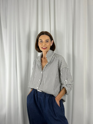 Lexi pin stripe shirt in charcoal grey - Bond Street Store