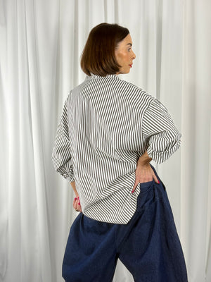Lexi pin stripe shirt in charcoal grey - Bond Street Store