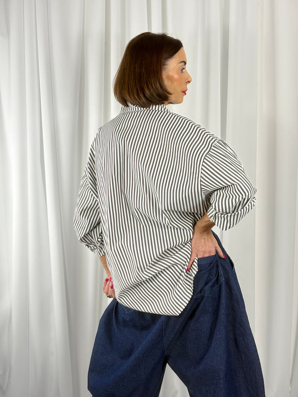 Lexi pin stripe shirt in charcoal grey - Bond Street Store