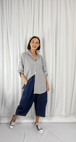 Lexi pin stripe shirt in charcoal grey - Bond Street Store