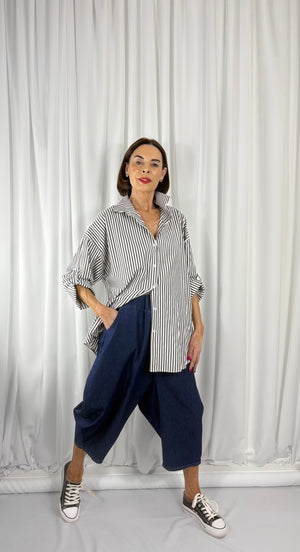 Lexi pin stripe shirt in charcoal grey - Bond Street Store