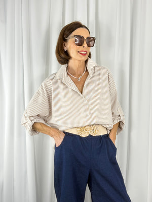 Lexi pin stripe shirt in beige