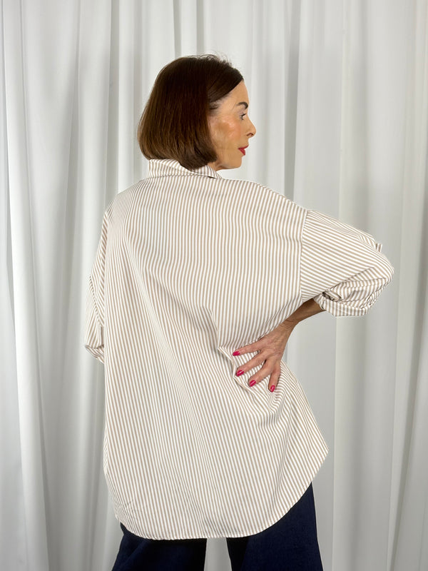 Lexi pin stripe shirt in beige