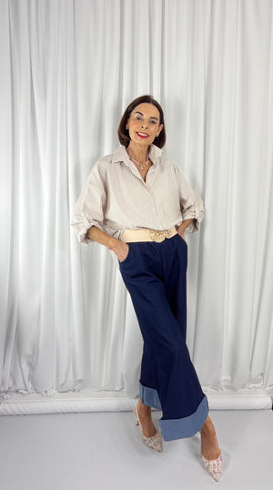 Lexi pin stripe shirt in beige