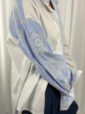 athena pin stripe embroidered shirt