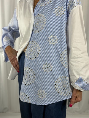 athena pin stripe embroidered shirt