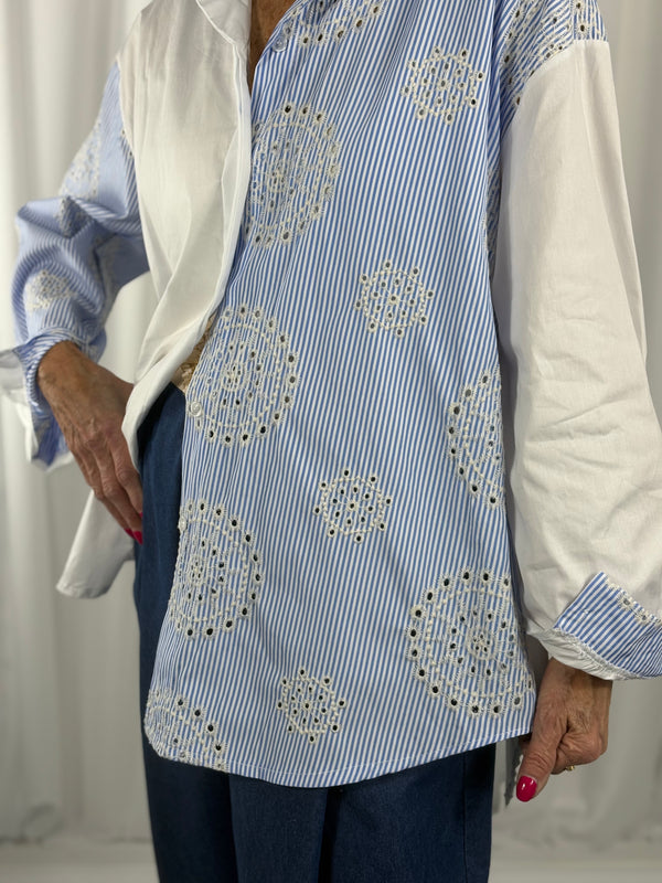 athena pin stripe embroidered shirt