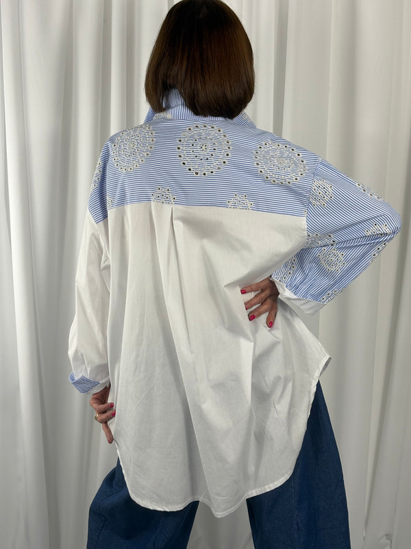 athena pin stripe embroidered shirt