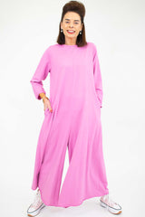 Luxury Lisbon Palazzo Jumpsuit in Candy Pink