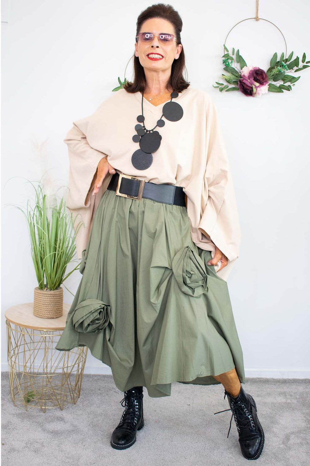Rosalina A-Line Skirt in sage PRE ORDER 10TH OCTOBER DISPATCH DATE