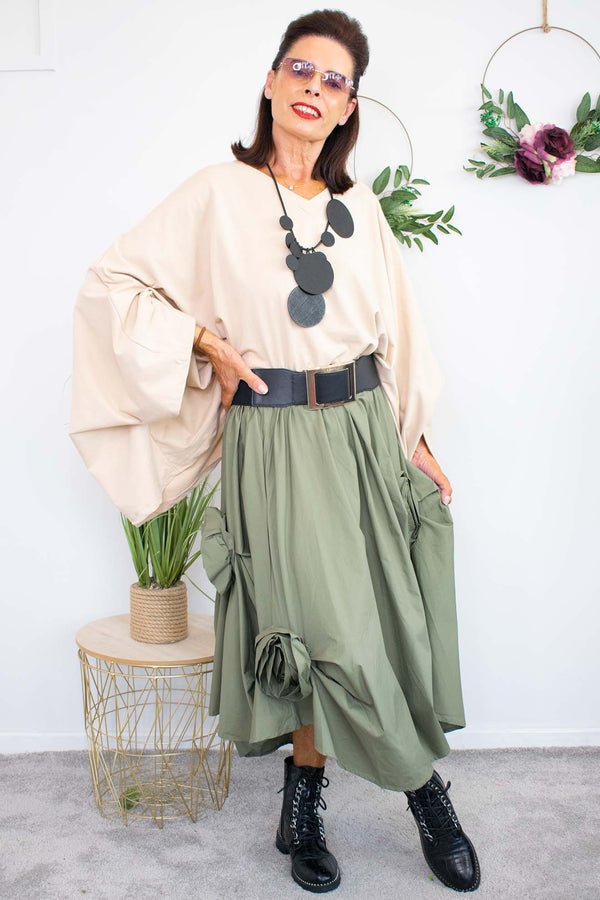 Rosalina A-Line Skirt in sage PRE ORDER 10TH OCTOBER DISPATCH DATE