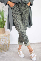 Leopard Print Magic Trousers in Khaki