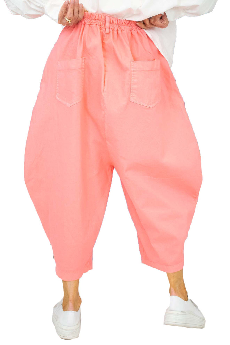 Isabella Canvas Cocoon Trouser In Coral