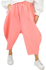 Isabella Canvas Cocoon Trouser In Coral
