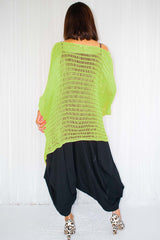 Calina Cross Over Fine Knit in Lime