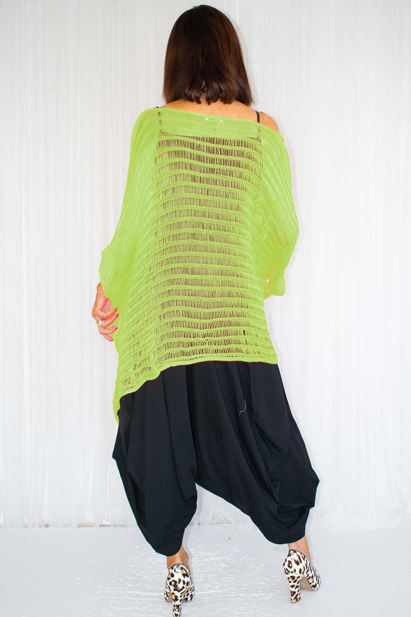 Calina Cross Over Fine Knit in Lime