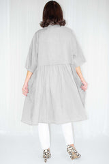 Mila Linen Shirt Style Jacket in Soft Grey