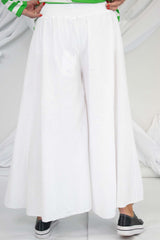 Linen Style Wide Leg Palazzo Trouser in White