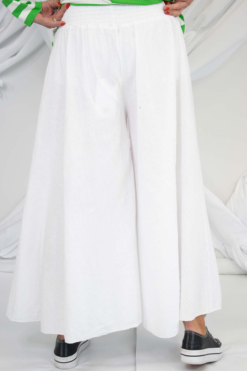 Linen Style Wide Leg Palazzo Trouser in White