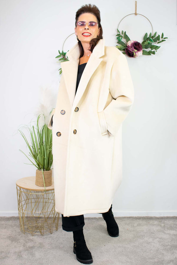 Luxury Vancouver Longline Coat in Beige