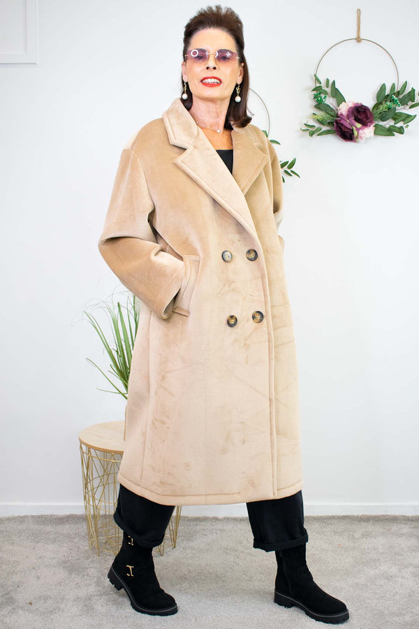 Luxury Vancouver Longline Coat in Biscuit