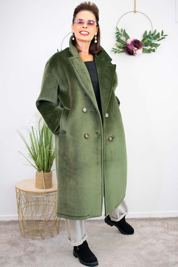 Luxury Vancouver Longline Coat in Forrest Green