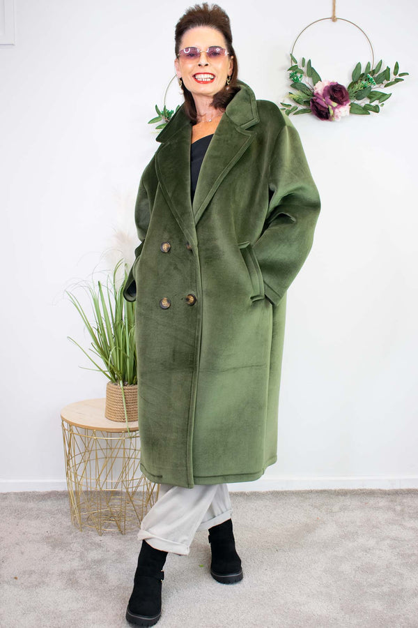 Luxury Vancouver Longline Coat in Forrest Green