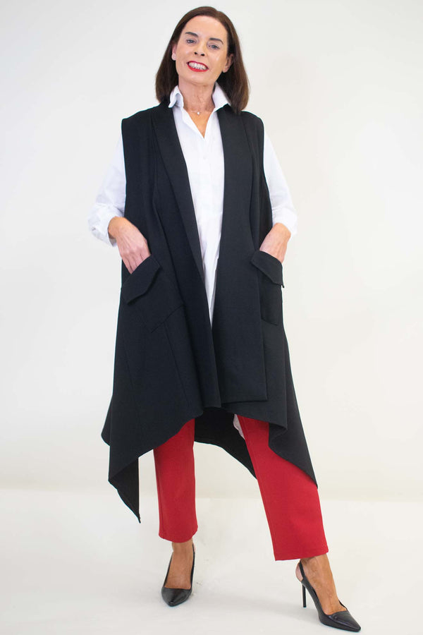 Lydia Longline Waistcoat in Black