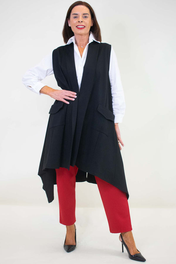 Lydia Longline Waistcoat in Black