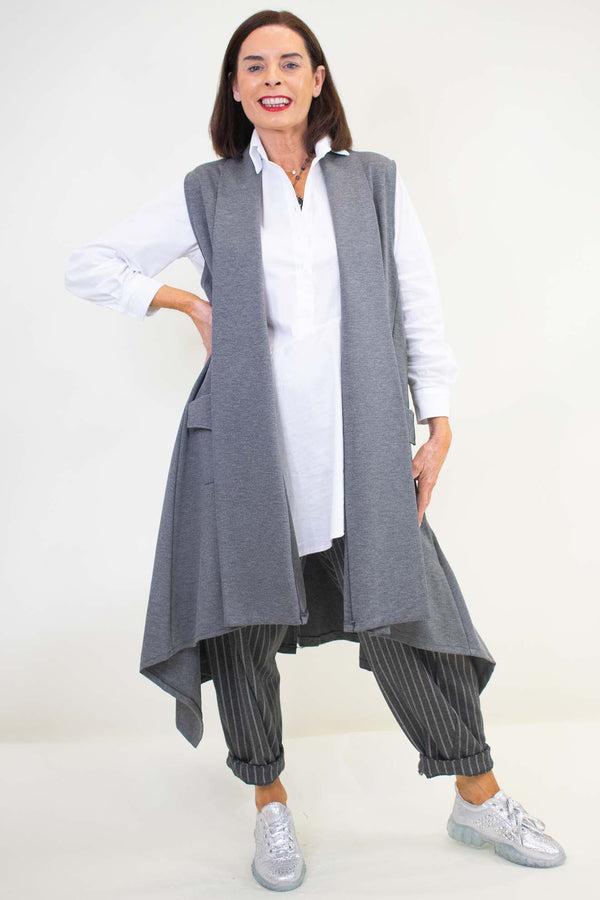 Lydia Longline Waistcoat in Marl Grey