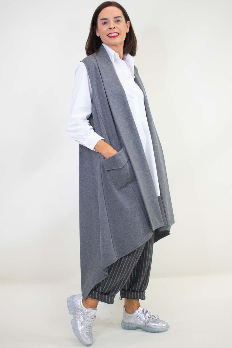 Lydia Longline Waistcoat in Marl Grey