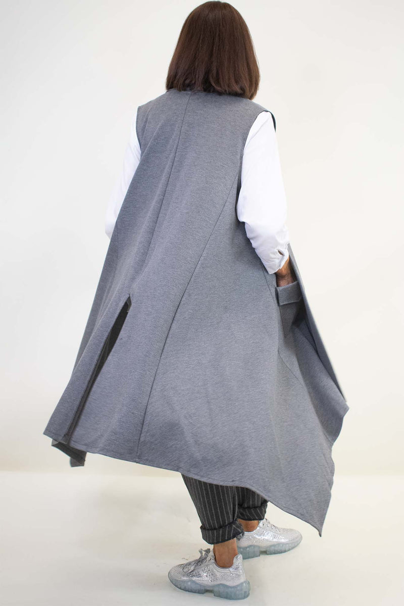 Lydia Longline Waistcoat in Marl Grey