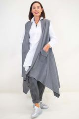 Lydia Longline Waistcoat in Marl Grey