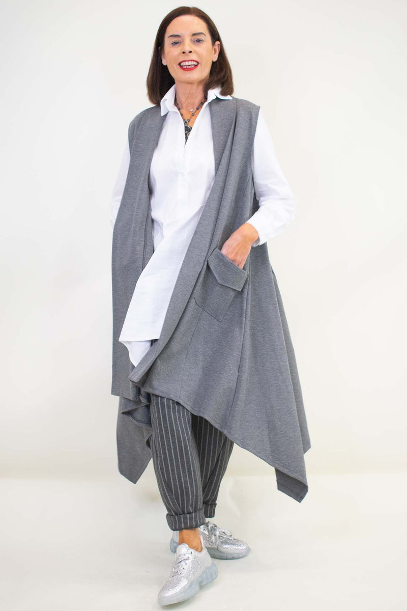 Lydia Longline Waistcoat in Marl Grey