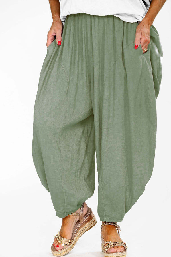 Looloo Linen Trouser in Khaki