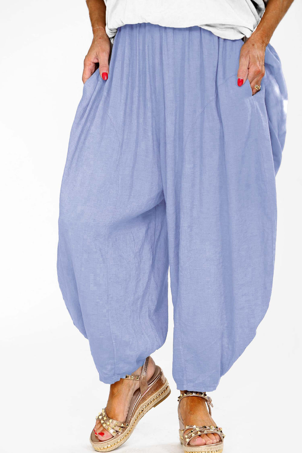 LooLoo Linen Trouser in DENIM BLUE