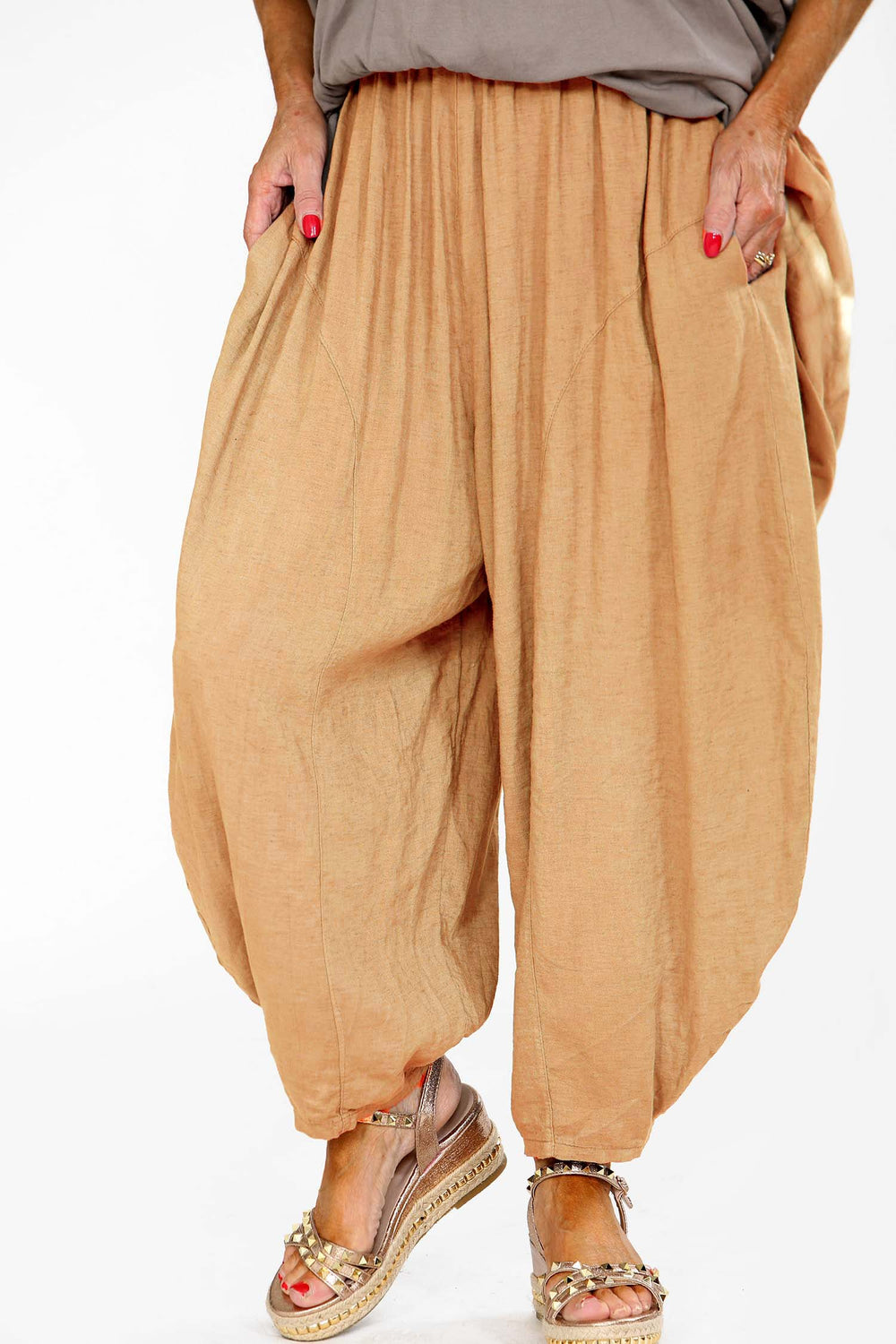 ENZO Linen Trouser in Tan - Bond Street Store