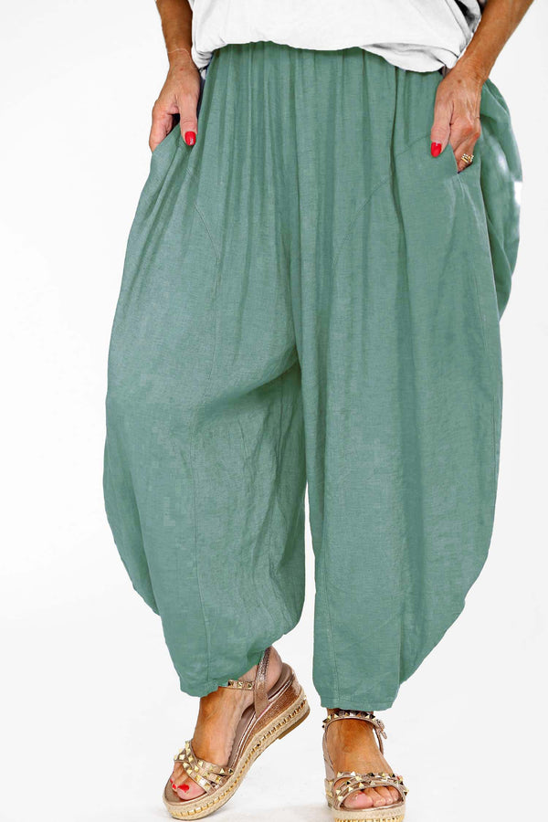 Looloo Linen Trousers in Teal