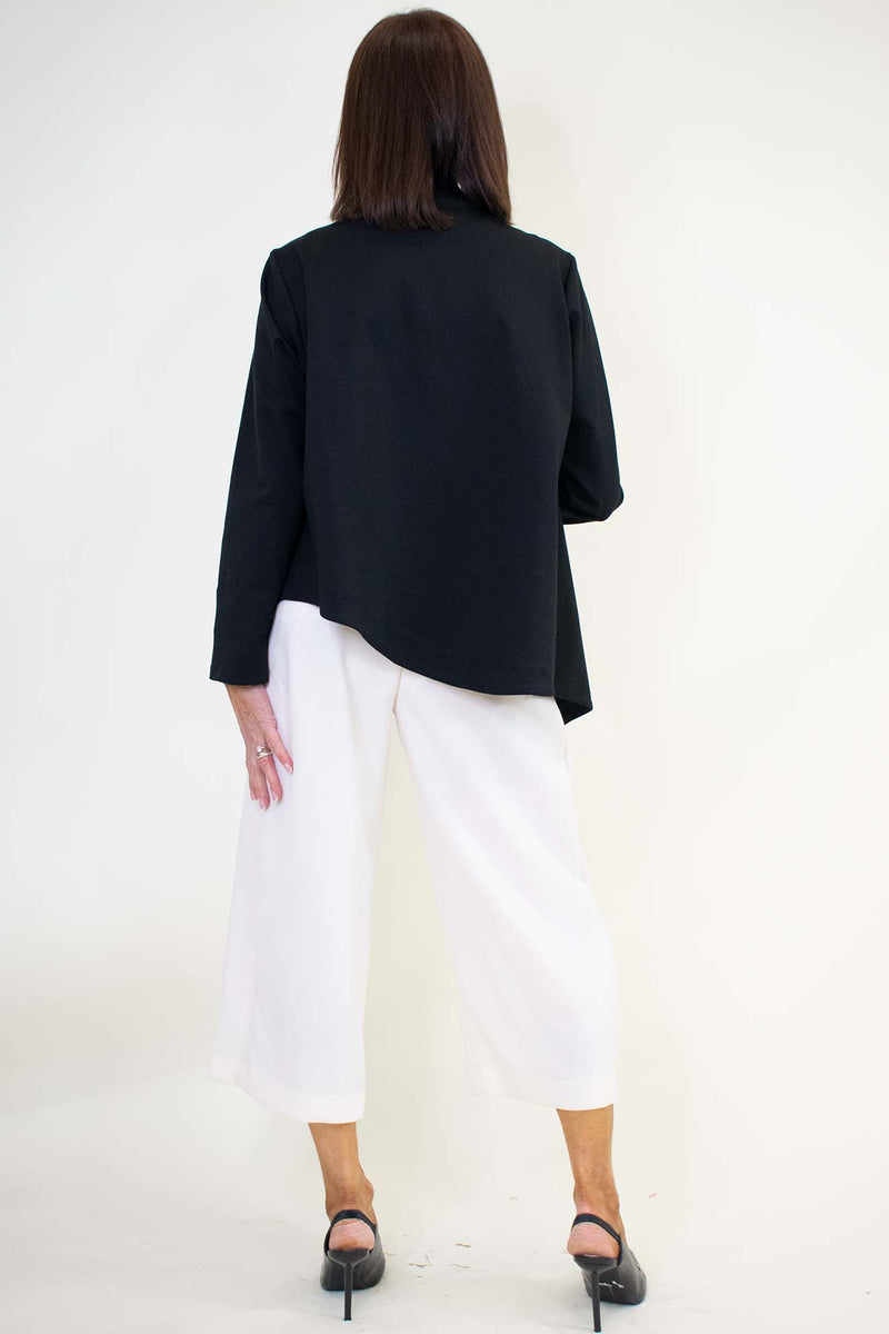 Lorretta Asymmetric Button Jacket in Black