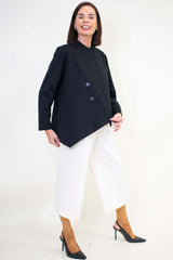 Lorretta Asymmetric Button Jacket in Black