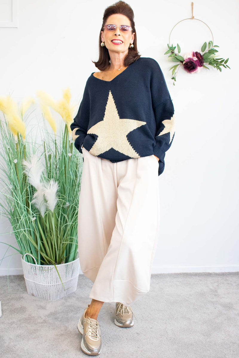 Lucia Scuba Cocoon Trouser in Cream