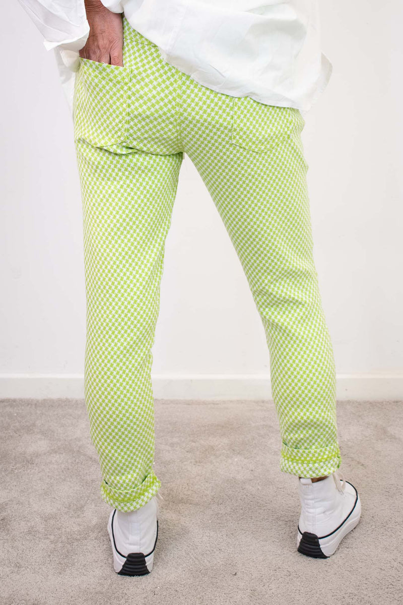 Geometric Magic Trouser in Lime Green