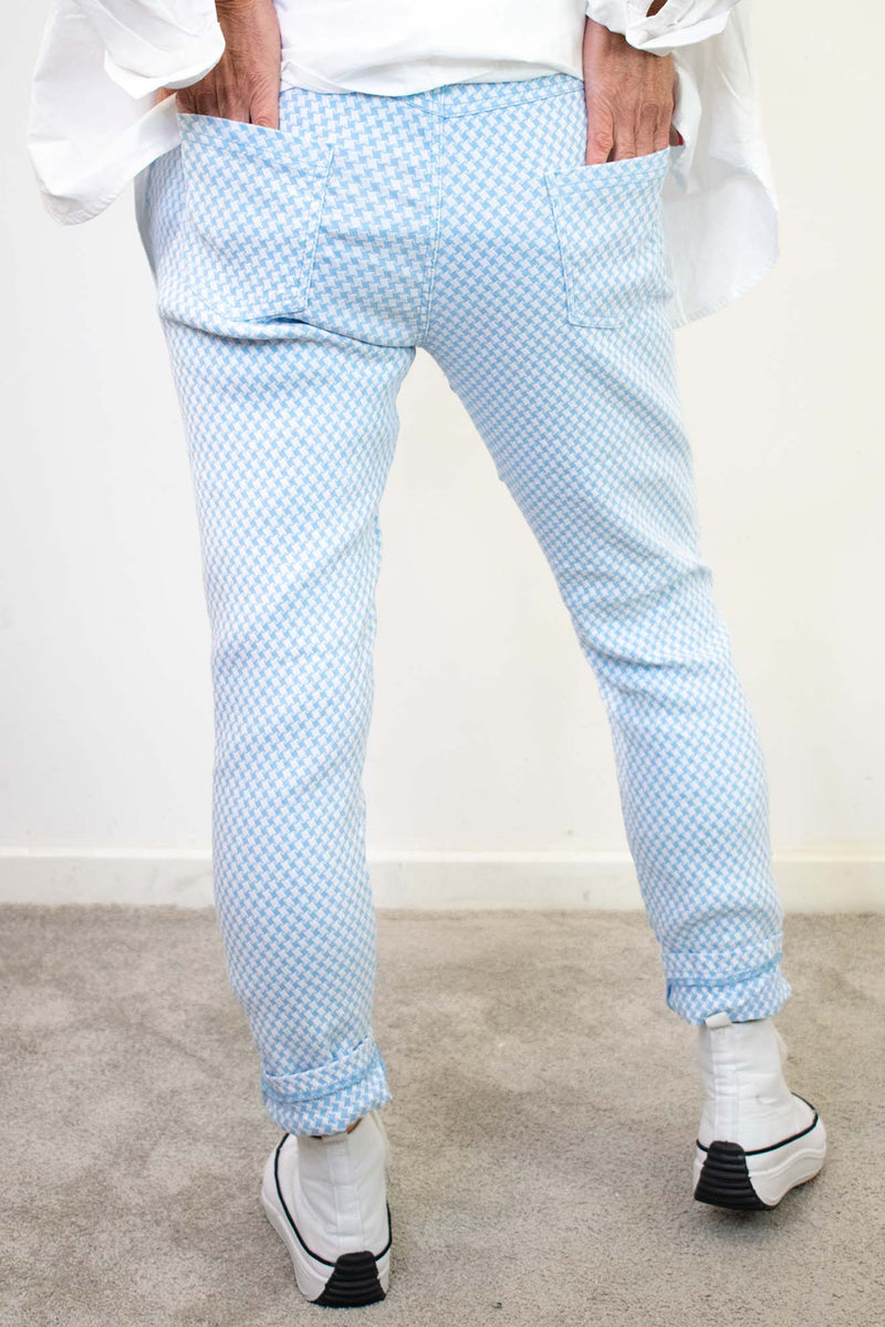 Geometric Magic Trouser in Baby Blue