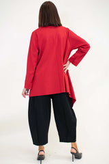 Maria Asymmetric Button Jacket in Red